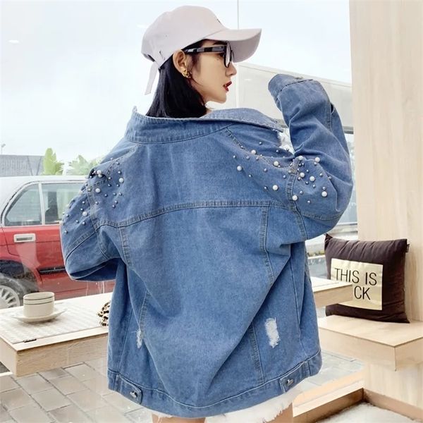 female denim jacket 2022 spring autumn lady windbreaker korean loose all-match jacket coat long women outer wear denim coat 220822, Black;brown
female denim jacket 2022 spring autumn lady windbreaker korean loose all-match jacket coat long women outer wear denim coat 220822, Black;brown