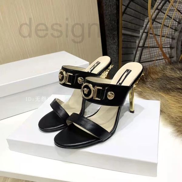 slippers designer high heeled slippers women's 2022 medusa summer new leather with metal buckle anti slip flip flop temperament sandals, Black
slippers designer high heeled slippers women's 2022 medusa summer new leather with metal buckle anti slip flip flop temperament sandals, Black