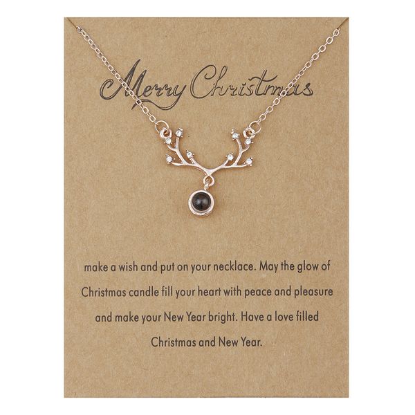 xmas elk pendant necklace 100 languages i love you projection choker women fashion jewelry, Silver
xmas elk pendant necklace 100 languages i love you projection choker women fashion jewelry, Silver