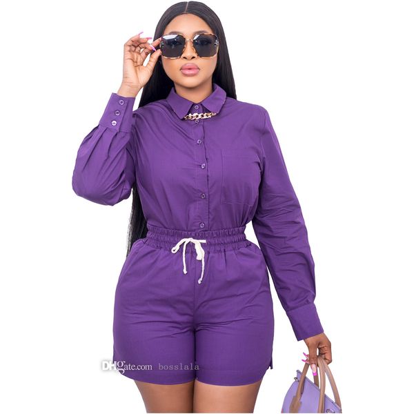 fall women cotton tracksuits solid color lapel button shirt shorts two piece set, Gray
fall women cotton tracksuits solid color lapel button shirt shorts two piece set, Gray