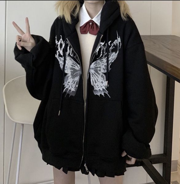 hoodies sweatshirts zipper autumn winter butterfly gothic style sportswomen's jacket, Black
hoodies sweatshirts zipper autumn winter butterfly gothic style sportswomen's jacket, Black