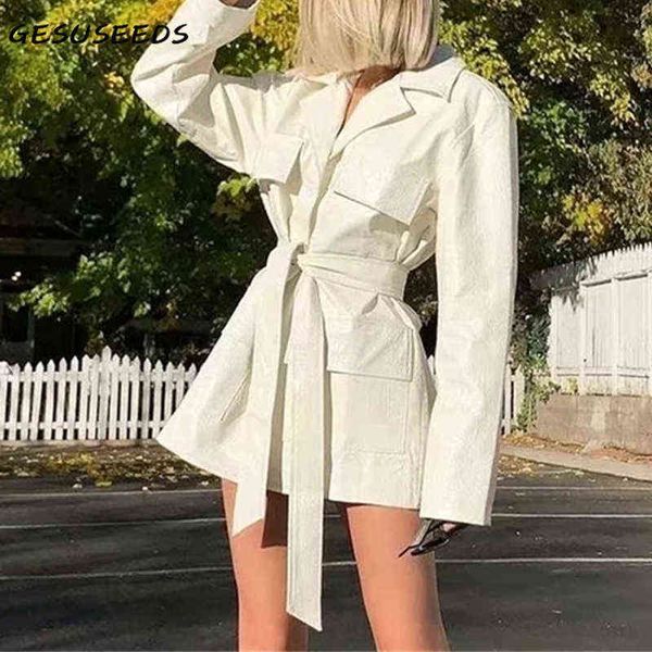 winter jacket women vintage pu faux leather jacket elegant office ladies coat long sleeve moto jacket black belted coat white t220810
winter jacket women vintage pu faux leather jacket elegant office ladies coat long sleeve moto jacket black belted coat white t220810