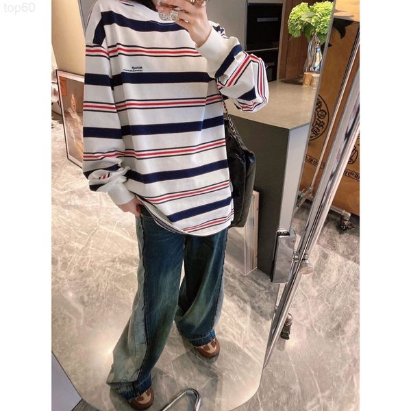 women's hoodies & sweatshirts designer 22ss new stripe thin sweater classic stripe loose version lazy feeling soft and comfortable men, Black 
women's hoodies & sweatshirts designer 22ss new stripe thin sweater classic stripe loose version lazy feeling soft and comfortable men, Black
