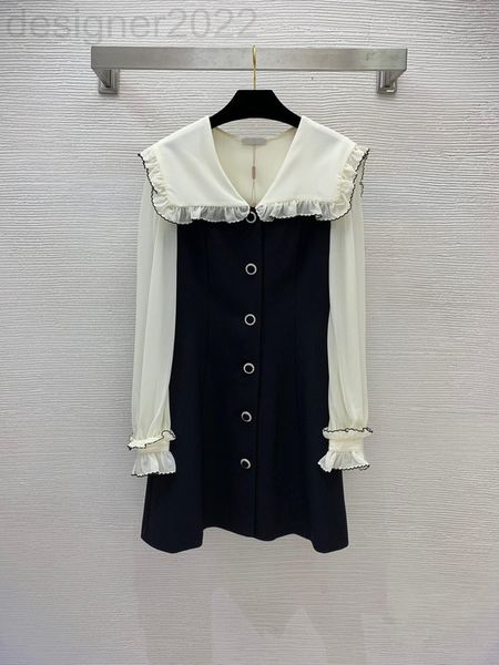 casual dresses designer early spring women's dress with ear edge large lapel buckle placket single row button decorative chiffon sleeve, Black;gray
casual dresses designer early spring women's dress with ear edge large lapel buckle placket single row button decorative chiffon sleeve, Black;gray