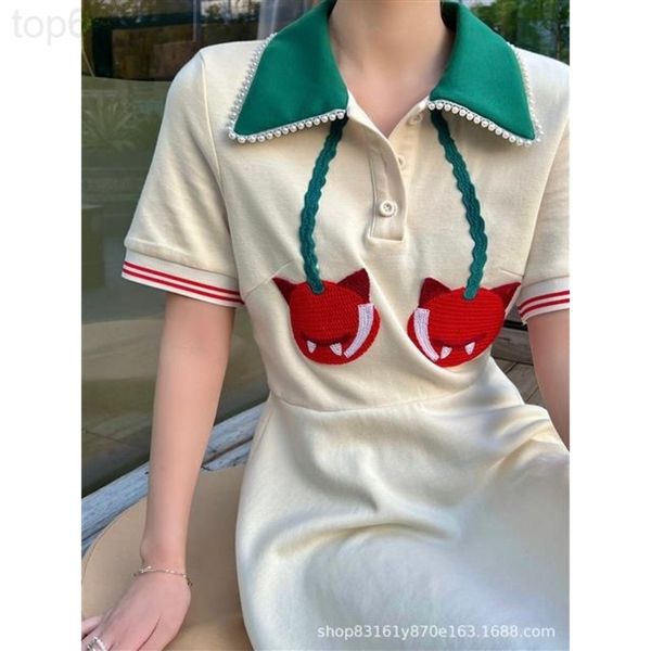 casual dresses designer fashion brand 22ss summer new niche design pearl cherry polo collar dress 5sem, Black;gray
casual dresses designer fashion brand 22ss summer new niche design pearl cherry polo collar dress 5sem, Black;gray
