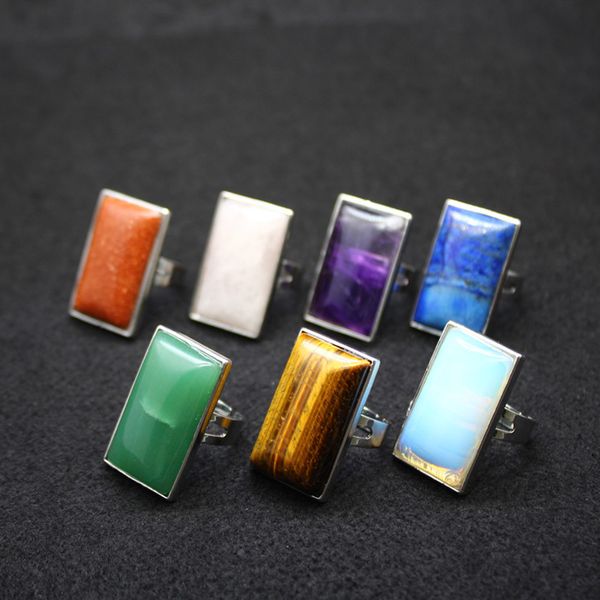 rectangle natural stone rings tiger's eye turquoise lapis pink quartz amethyst opal crystal finger ring for women jewelry, Golden;silver
rectangle natural stone rings tiger's eye turquoise lapis pink quartz amethyst opal crystal finger ring for women jewelry, Golden;silver