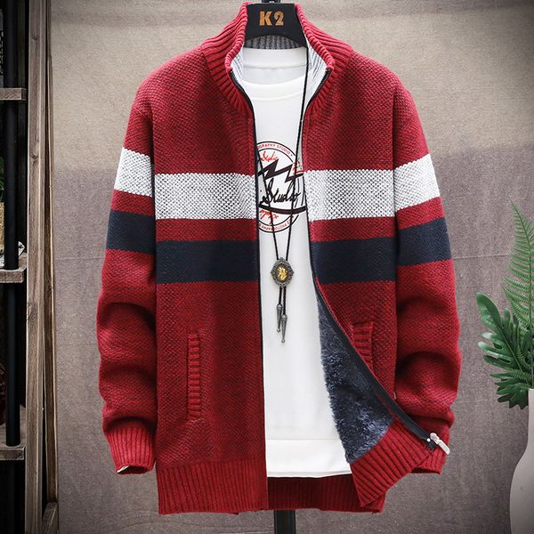 men's jackets autumnwinter jacket fashion stripe zipper sweater cardigan fleece warm wool sweater men's street casual coat lll2208, Black;brown
men's jackets autumnwinter jacket fashion stripe zipper sweater cardigan fleece warm wool sweater men's street casual coat lll2208, Black;brown