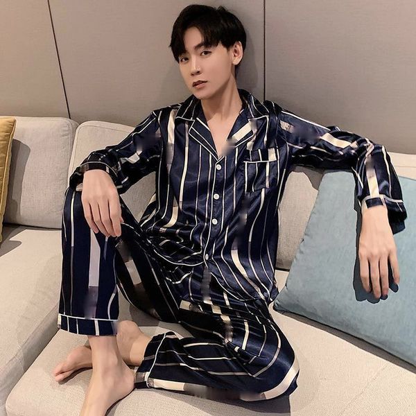mens sleepwear men comfortable pyjamas set 3xl 4xl 5xl long sleeve casual home wear spring autumn silk boy pajama s leisure 220826, Black;brown
mens sleepwear men comfortable pyjamas set 3xl 4xl 5xl long sleeve casual home wear spring autumn silk boy pajama s leisure 220826, Black;brown