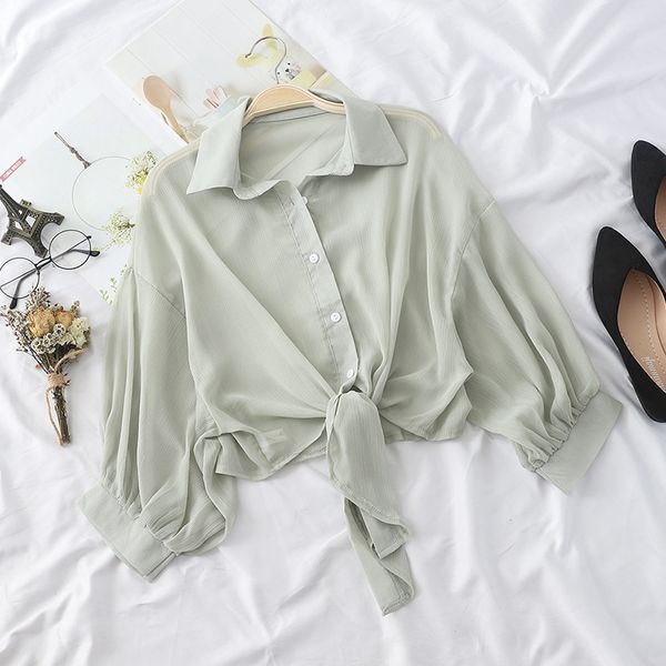 women's blouses shirts chiffon shirts women summer half sleeve buttoned up shirt loose casual blouse tied waist elegant blouses for wom, White
women's blouses shirts chiffon shirts women summer half sleeve buttoned up shirt loose casual blouse tied waist elegant blouses for wom, White