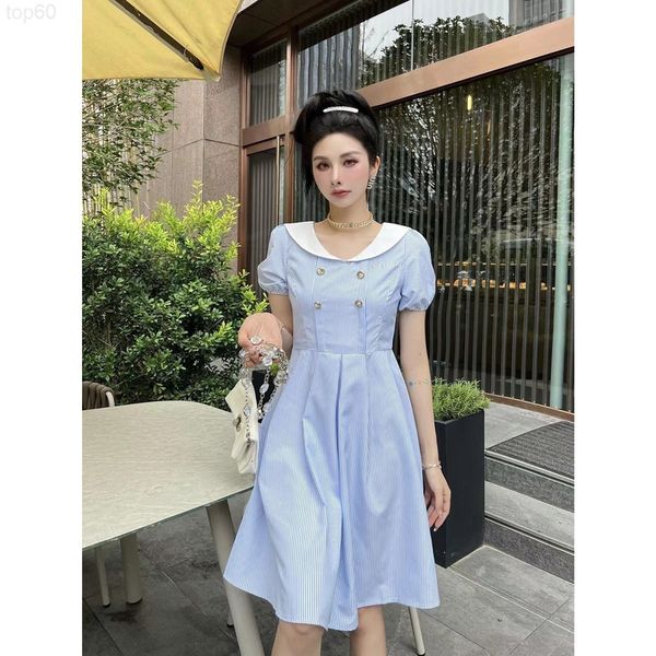 casual dresses designer 22ss doll neck dress cool haze blue and white stripes highlighting the curve of skirt t4gm, Black;gray
casual dresses designer 22ss doll neck dress cool haze blue and white stripes highlighting the curve of skirt t4gm, Black;gray