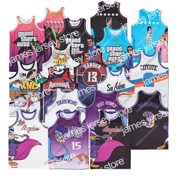 college basketball wears men movie game grand theft auto v basketball jersey road runner los angeles darkwing duck james harden coyote sewn, Black
college basketball wears men movie game grand theft auto v basketball jersey road runner los angeles darkwing duck james harden coyote sewn, Black