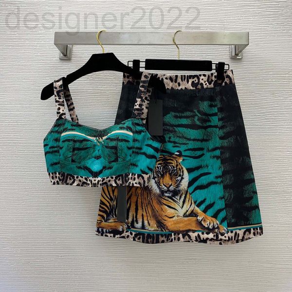 women's tracksuits designer summer tiger pattern leopard contrast color printing fashionable strapless suspender with high waist split, Gray
women's tracksuits designer summer tiger pattern leopard contrast color printing fashionable strapless suspender with high waist split, Gray