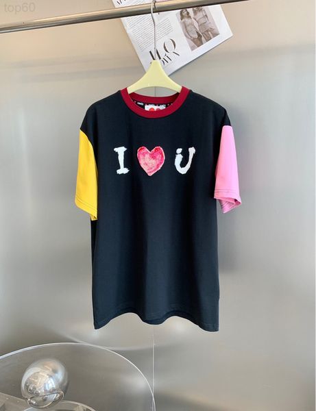women's hoodies & sweatshirts designer 22 xiaxin xiaozhongchao flocked love letter printed rib round neck color matching short sleeve t, Black
women's hoodies & sweatshirts designer 22 xiaxin xiaozhongchao flocked love letter printed rib round neck color matching short sleeve t, Black