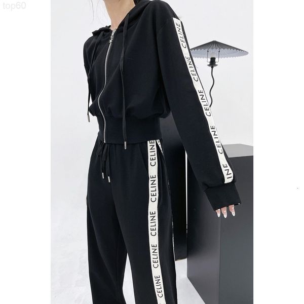 women's tracksuits designer ce22ss early autumn new ribbon hooded zipper design sweater coat casual pants st67, Gray
women's tracksuits designer ce22ss early autumn new ribbon hooded zipper design sweater coat casual pants st67, Gray