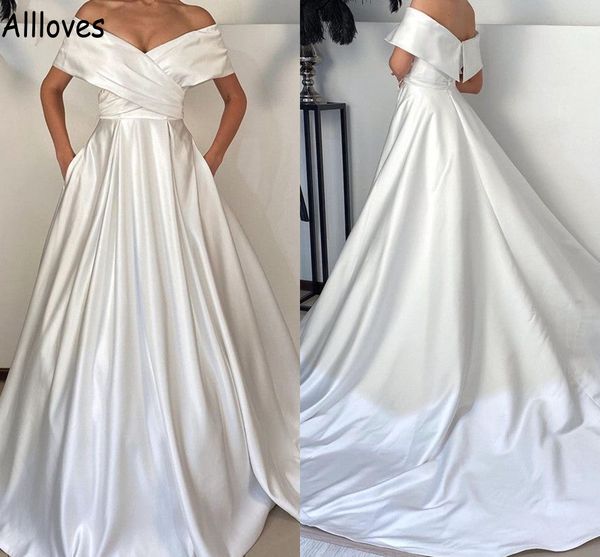 plus size satin a line wedding dresses off shoulder arabic aso ebi boho garden bridal gowns elegant sweep train modest brides fashion vestid, White
plus size satin a line wedding dresses off shoulder arabic aso ebi boho garden bridal gowns elegant sweep train modest brides fashion vestid, White