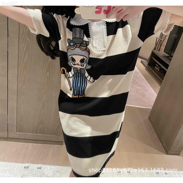 casual dresses designer fashion brand 22ss summer new stripe lace collar cartoon pattern dress be25, Black;gray
casual dresses designer fashion brand 22ss summer new stripe lace collar cartoon pattern dress be25, Black;gray