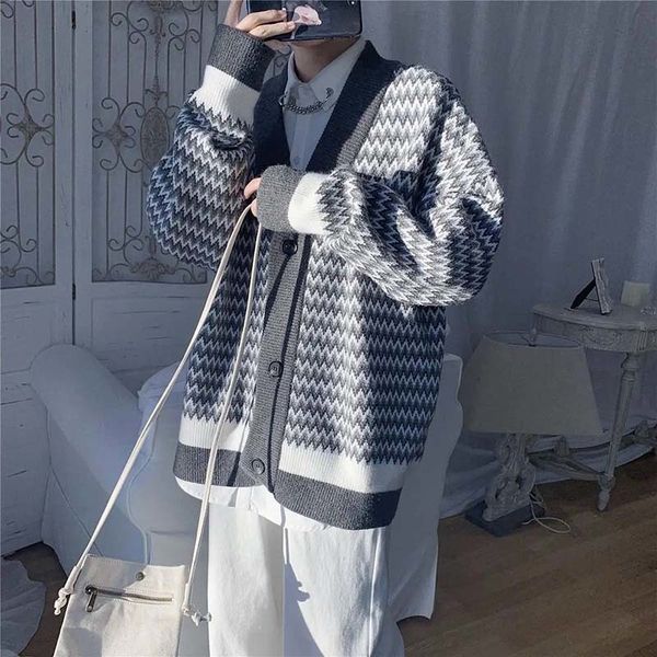 men's jackets mens cardigan sweater autumn korean loose casual wild student striped jacket male vintage v neck knitted ropa hombre lll, Black;brown
men's jackets mens cardigan sweater autumn korean loose casual wild student striped jacket male vintage v neck knitted ropa hombre lll, Black;brown