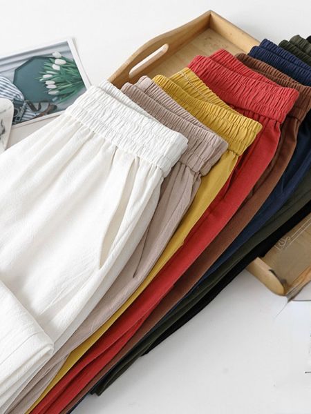 spring summer casual cotton linen pants women elastic waist solid pockets retro loose women's harem pants trousers bottoms l220826, Black;white
spring summer casual cotton linen pants women elastic waist solid pockets retro loose women's harem pants trousers bottoms l220826, Black;white