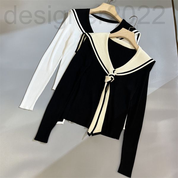 women's sweaters designer navy collar long sleeve t-shirt early autumn product suggestion color matching versatile temperament college, White;black
women's sweaters designer navy collar long sleeve t-shirt early autumn product suggestion color matching versatile temperament college, White;black