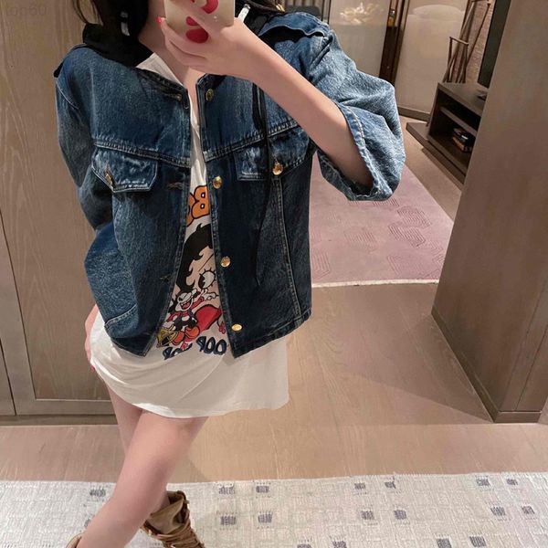 women's hoodies & sweatshirts designer chaopai 22 autumn and winter cool round neck shoulder badge 3 / 4 sleeve women's jeans jack, Black
women's hoodies & sweatshirts designer chaopai 22 autumn and winter cool round neck shoulder badge 3 / 4 sleeve women's jeans jack, Black