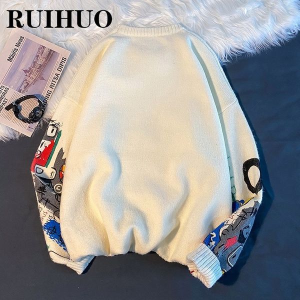 men's sweaters ruihuo vintage sweater men fashion hip hop streetwear mens sweater clothing pull m2xl spring arrivals l220827, White;black
men's sweaters ruihuo vintage sweater men fashion hip hop streetwear mens sweater clothing pull m2xl spring arrivals l220827, White;black
