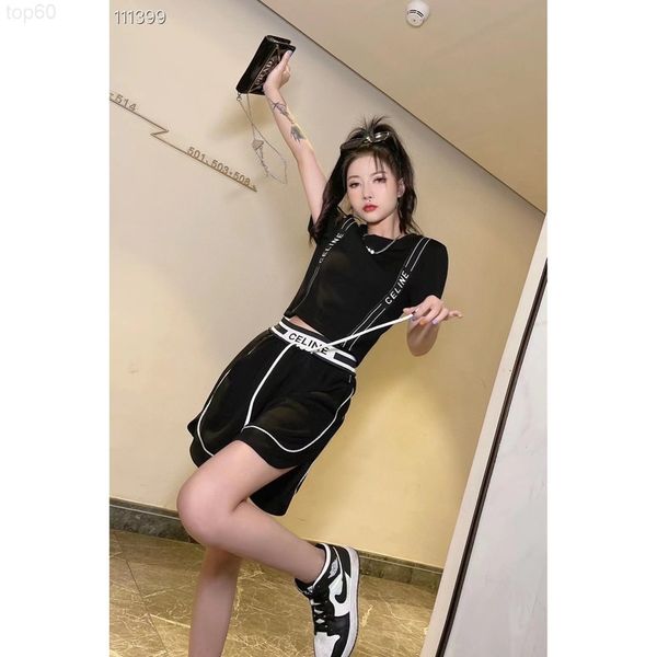 women's tracksuits designer 22 summer new triumphal arch round neck letter ribbon splicing t-shirt high waist leisure age reducing wide, Gray
women's tracksuits designer 22 summer new triumphal arch round neck letter ribbon splicing t-shirt high waist leisure age reducing wide, Gray