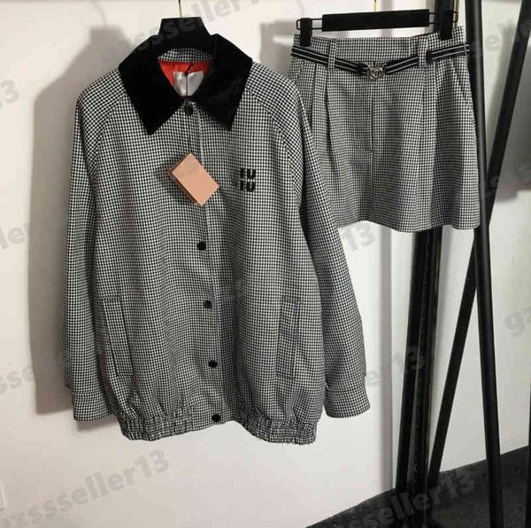 fashion women two piece dresses brand miu high-end luxury designer suit colorblock lapel wide plaid jacket lace-up skirt two piece sets 0912, White
fashion women two piece dresses brand miu high-end luxury designer suit colorblock lapel wide plaid jacket lace-up skirt two piece sets 0912, White
