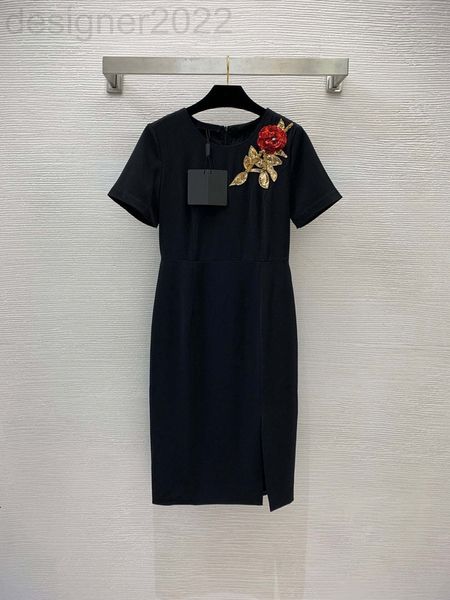 casual dresses designer summer heavy industry sequin embroidery nail bead three-dimensional rose decoration slim short sleeve split dress vd, Black;gray
casual dresses designer summer heavy industry sequin embroidery nail bead three-dimensional rose decoration slim short sleeve split dress vd, Black;gray