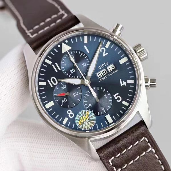 43mm mens automatic mechanical watch brown black leather pilots stainless steel luminous green coffee, Slivery;brown
43mm mens automatic mechanical watch brown black leather pilots stainless steel luminous green coffee, Slivery;brown