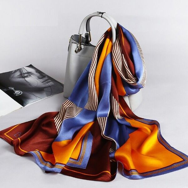 women's 100% long silk scarf shawl wraps simple stripes for all seasons, Blue;gray
women's 100% long silk scarf shawl wraps simple stripes for all seasons, Blue;gray