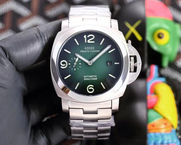 44mm mens mechanical automatic watch black blue green stainless steel bracelet advanced luminous, Slivery;brown
44mm mens mechanical automatic watch black blue green stainless steel bracelet advanced luminous, Slivery;brown