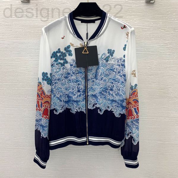 women's jackets designer 100% silk fashion printed stand collar jacket baseball jacket thin coat asbc, Black;brown 
women's jackets designer 100% silk fashion printed stand collar jacket baseball jacket thin coat asbc, Black;brown