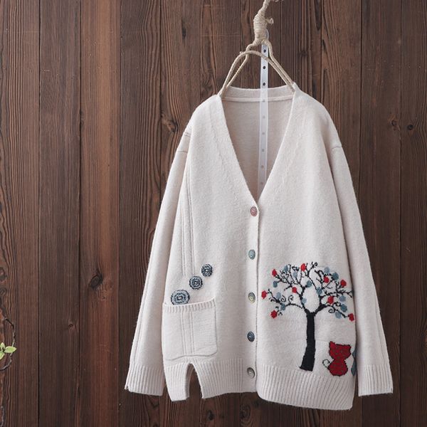 women's fur faux fur sweater cardigan women's jacquard vneck sweater coat loose cute print joker long sleeve women's knitted, Black
women's fur faux fur sweater cardigan women's jacquard vneck sweater coat loose cute print joker long sleeve women's knitted, Black