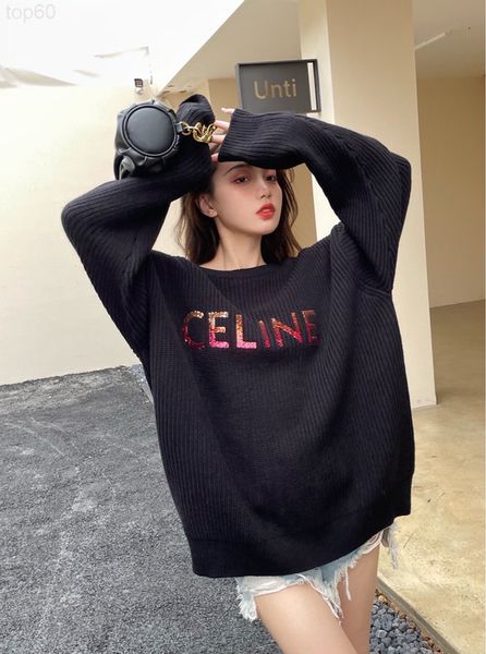 women's sweaters designer 2022 early autumn gradient color letter chip long sleeve sweater women's languid style relaxed casual ve, White;black
women's sweaters designer 2022 early autumn gradient color letter chip long sleeve sweater women's languid style relaxed casual ve, White;black