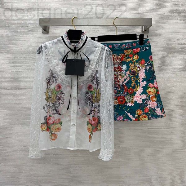 women's tracksuits designer celebrity style stand collar lace stitched flower print shirt heavy industry diamond set high waist a-shape, Gray
women's tracksuits designer celebrity style stand collar lace stitched flower print shirt heavy industry diamond set high waist a-shape, Gray