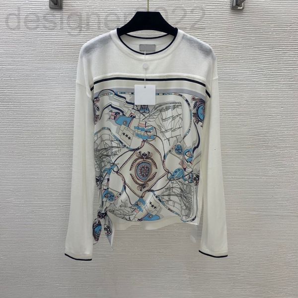 women's sweaters designer european irregular hem knot design silk fabric stitching sweater round neck eqst, White;black
women's sweaters designer european irregular hem knot design silk fabric stitching sweater round neck eqst, White;black