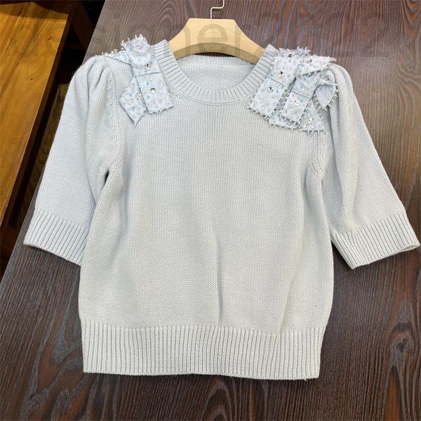 women's sweaters designer high sense heavy industry nail bead bow knit shirt short sleeve sweater early autumn style celebrity p55m, White;black
women's sweaters designer high sense heavy industry nail bead bow knit shirt short sleeve sweater early autumn style celebrity p55m, White;black