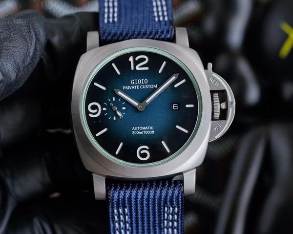 44mm mens mechanical automatic watch black blue green stainless steel leather rubber advanced luminous, Slivery;brown
44mm mens mechanical automatic watch black blue green stainless steel leather rubber advanced luminous, Slivery;brown