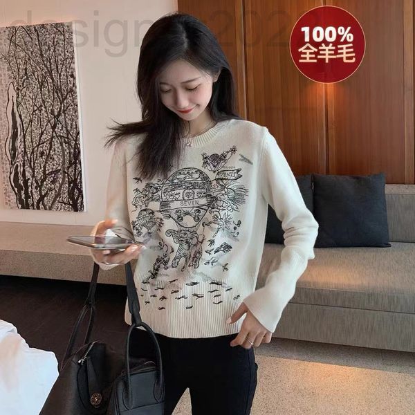 women's knits & tees designer spring and autumn heavy industry embroidery animal picture sweater women's warm pullover 75sz, White
women's knits & tees designer spring and autumn heavy industry embroidery animal picture sweater women's warm pullover 75sz, White