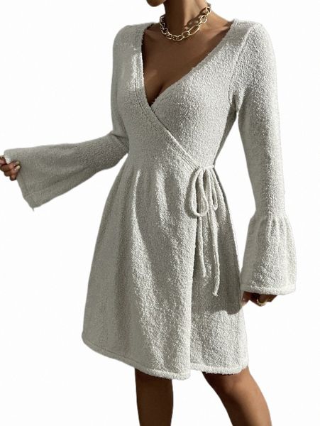 women's sweaters flounce sleeve knot side wrap sweater dress q5bh#, White;black
women's sweaters flounce sleeve knot side wrap sweater dress q5bh#, White;black