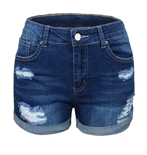 new fashion popular women's jeans dress elastic mid rise denim shorts with holes, Blue
new fashion popular women's jeans dress elastic mid rise denim shorts with holes, Blue