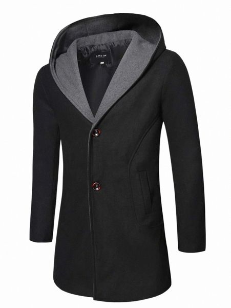 men's down & parkas men slant pockets hooded tweed overcoat 10xb#, Black
men's down & parkas men slant pockets hooded tweed overcoat 10xb#, Black