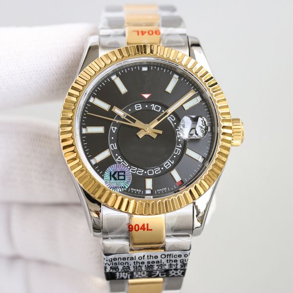 904l steel men's watches blue gmt automatic small dial sapphire calendar 42mm watch stainless steel sky dweller skydweller montres mouv, Slivery;brown
904l steel men's watches blue gmt automatic small dial sapphire calendar 42mm watch stainless steel sky dweller skydweller montres mouv, Slivery;brown