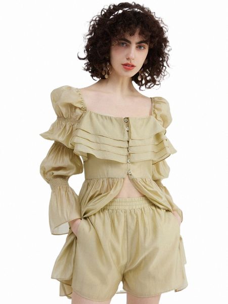 women's blouses & shirts flounce sleeve peplum blouse q81o#, White