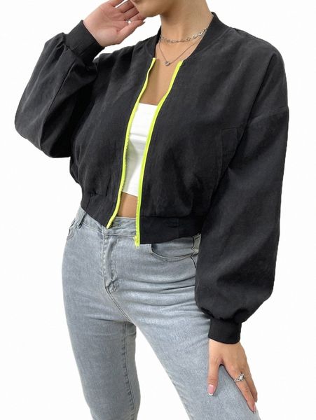 women's jacket drop shoulder fluorescent zip-up bomber casual jacket y36j#, Black;brown
women's jacket drop shoulder fluorescent zip-up bomber casual jacket y36j#, Black;brown