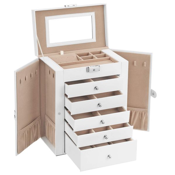 jewelry boxes songmics 6 tier box with ders mirror and lock storage organizer for bracelets earrings rings necklaces watches white uj amcgi, Black;white
jewelry boxes songmics 6 tier box with ders mirror and lock storage organizer for bracelets earrings rings necklaces watches white uj amcgi, Black;white