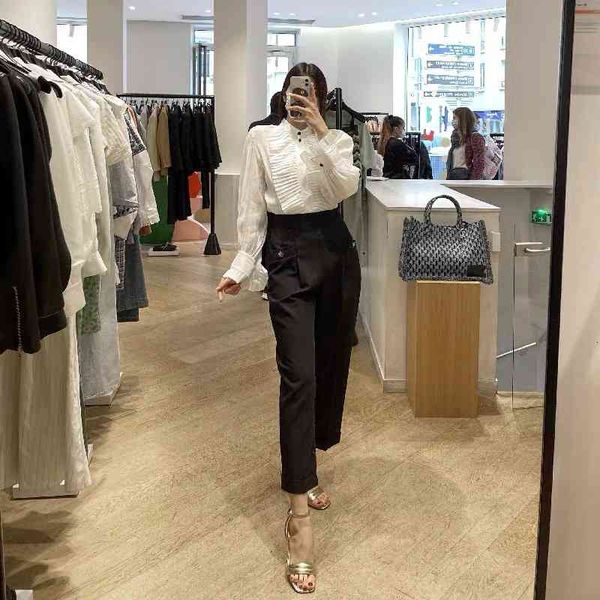 women's pants capris fadan early autumn women's double s button high waist cuffed wool blended tapered pants, Black;white
women's pants capris fadan early autumn women's double s button high waist cuffed wool blended tapered pants, Black;white