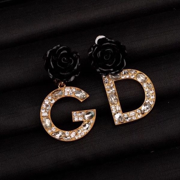 ladies ear cuff black three-dimensional rose earrings studs crystal g d letters pendants 18k gold plated anti allergy women's full diam, Silver
ladies ear cuff black three-dimensional rose earrings studs crystal g d letters pendants 18k gold plated anti allergy women's full diam, Silver