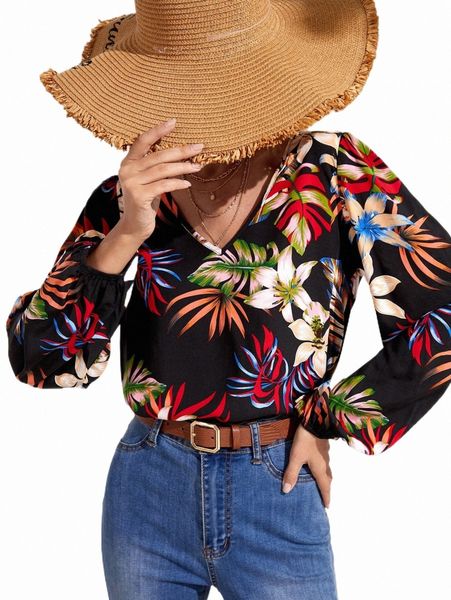 women's blouses & shirts tropical print lantern sleeve blouse z7f9#, White 
women's blouses & shirts tropical print lantern sleeve blouse z7f9#, White