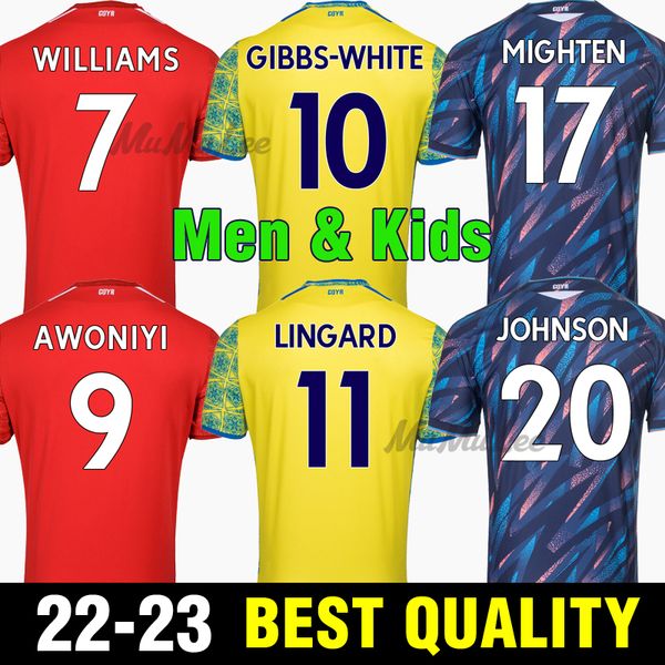 22 23 lingard soccer jerseys johnson gibbs-white niakhate surridge 2022 2023 awoniyi freuler mighten williams mangala football shirt man kid, Black;yellow
22 23 lingard soccer jerseys johnson gibbs-white niakhate surridge 2022 2023 awoniyi freuler mighten williams mangala football shirt man kid, Black;yellow